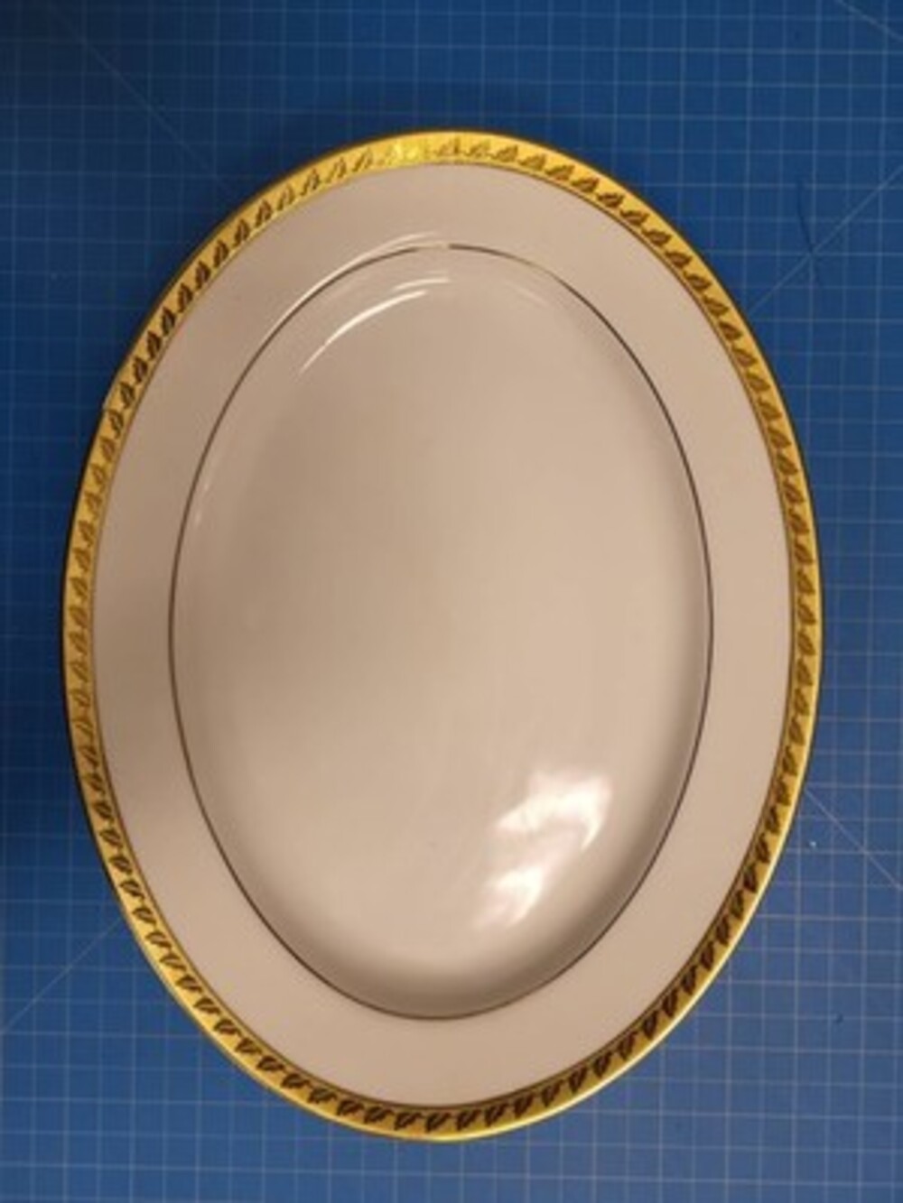 Muirfield Golden Leaf Oval Platter Serving Dish White Gold Trim Sri Lanka 13